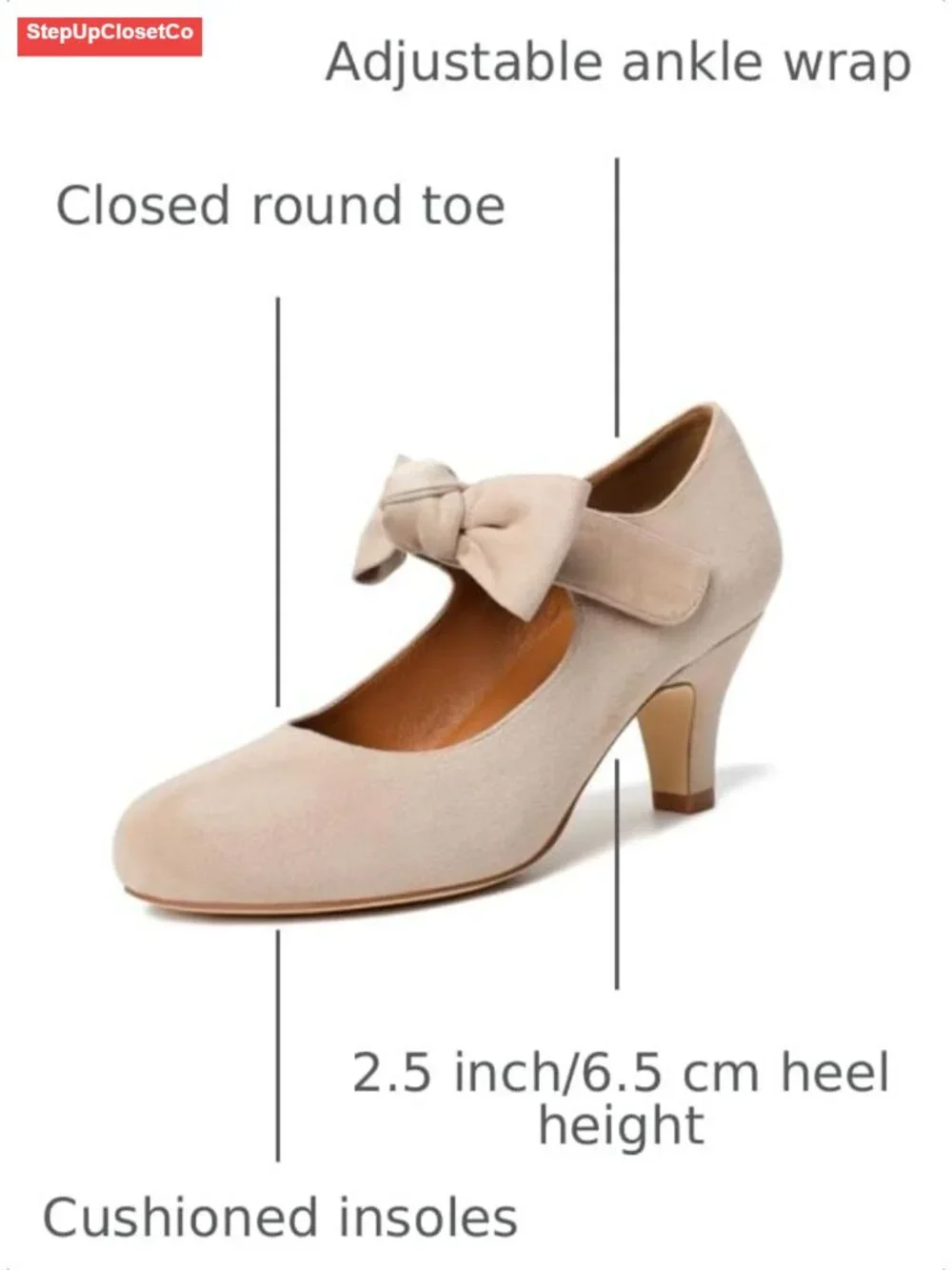 Vintage Bowtie Platform Kitten Heel Pumps